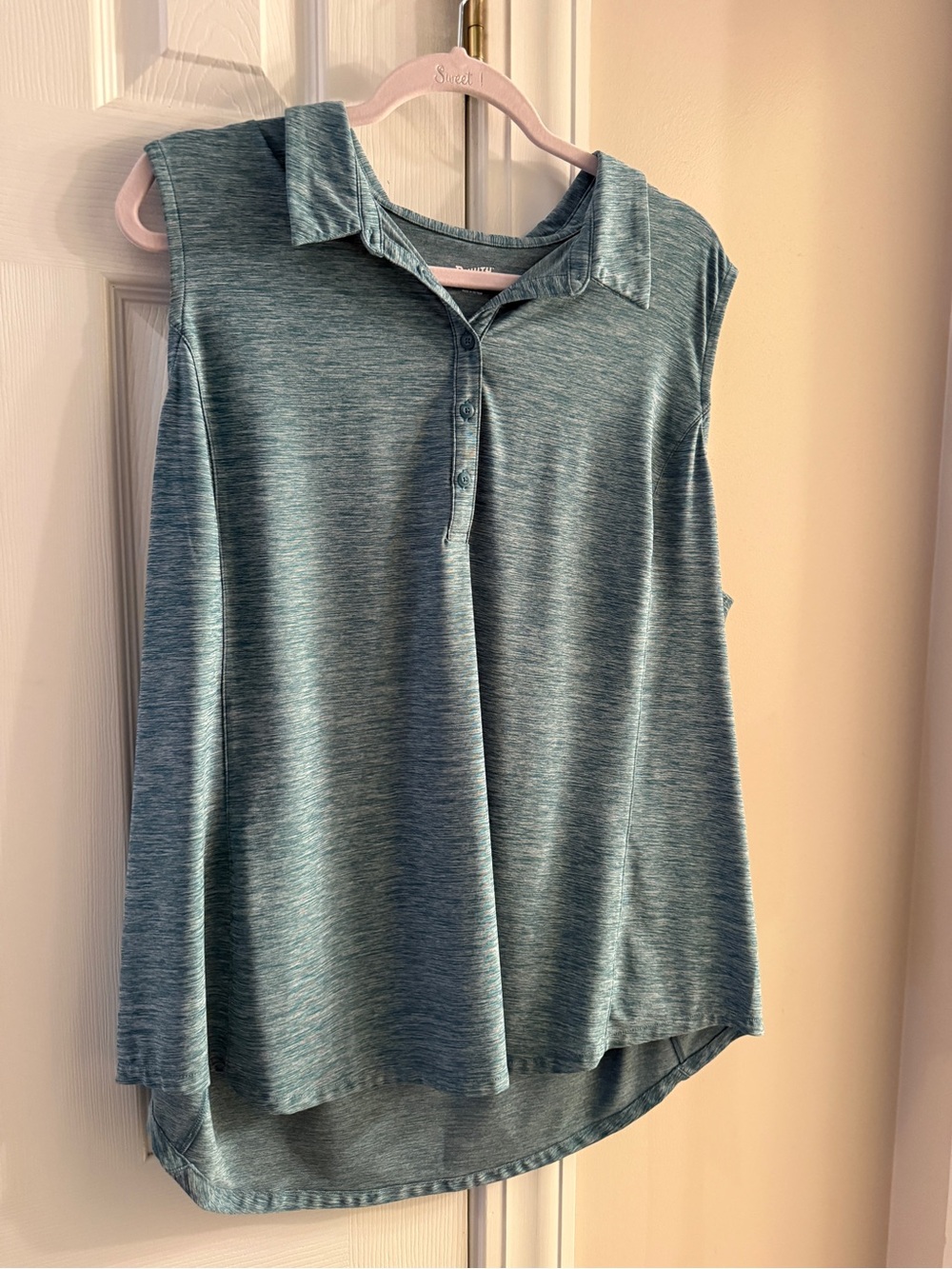 Duluth Trading Co Teal Heather Sleeveless Polo Tank